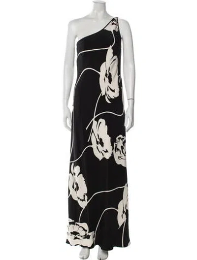 Pre-owned Tom And Linda Platt Floral Print Long Dress In Blue