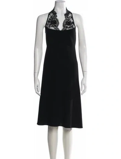 Pre-owned Tom And Linda Platt Lace Pattern Knee-length Dress In Black
