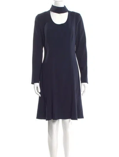 Pre-owned Tom And Linda Platt Mock Neck Knee-length Dress In Blue