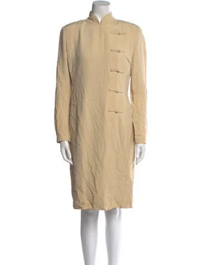 Pre-owned Tom And Linda Platt Mock Neck Knee-length Dress In Neutral