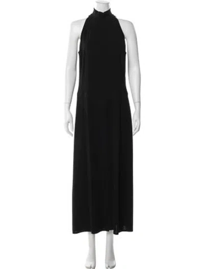 Pre-owned Tom And Linda Platt Mock Neck Long Dress In Black