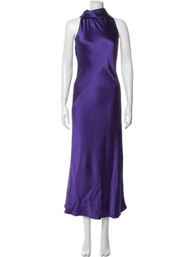 Pre-owned Tom And Linda Platt Mock Neck Long Dress In Purple