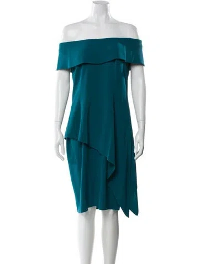 Pre-owned Tom And Linda Platt Off-the-shoulder Mini Dress In Blue