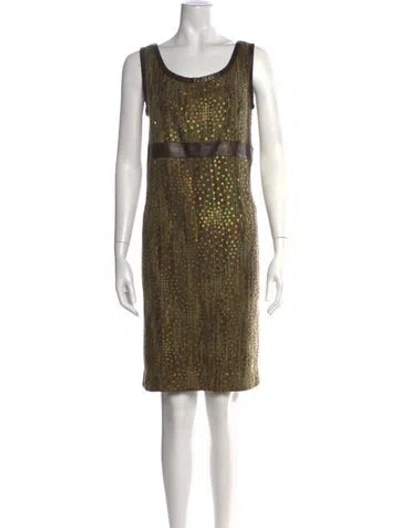Pre-owned Tom And Linda Platt Patterned Knee-length Dress In Green