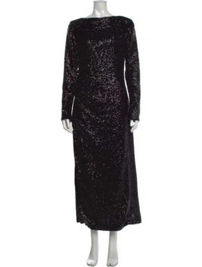 Pre-owned Tom And Linda Platt Patterned Long Dress In Black