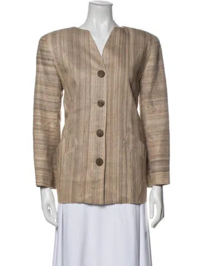 Pre-owned Tom And Linda Platt Plaid Print Evening Jacket In Neutral