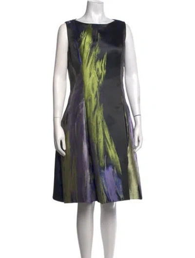 Pre-owned Tom And Linda Platt Printed Knee-length Dress In Black