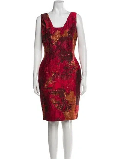 Pre-owned Tom And Linda Platt Printed Knee-length Dress In Red