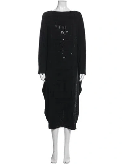 Pre-owned Tom And Linda Platt Printed Long Dress In Black