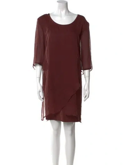 Pre-owned Tom And Linda Platt Scoop Neck Knee-length Dress In Burgundy