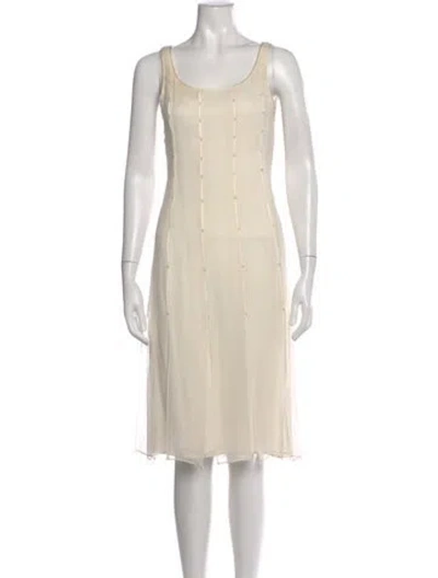 Pre-owned Tom And Linda Platt Scoop Neck Knee-length Dress In Neutral