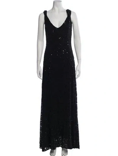 Pre-owned Tom And Linda Platt Sequin Long Dress In Black