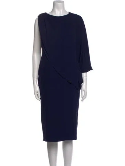 Pre-owned Tom And Linda Platt Silk Midi Length Dress In Blue