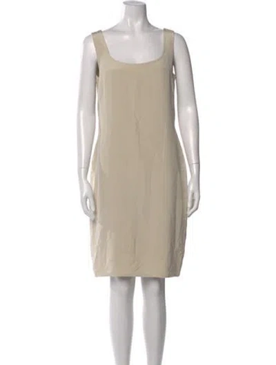 Pre-owned Tom And Linda Platt Square Neckline Knee-length Dress In Neutral