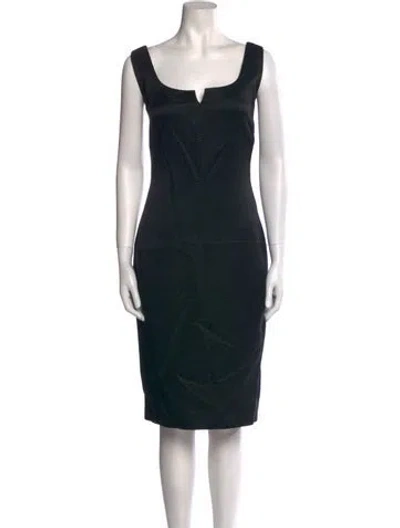 Pre-owned Tom And Linda Platt Square Neckline Midi Length Dress In Black