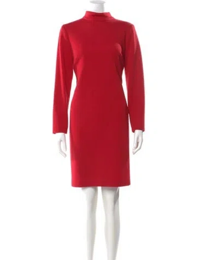 Pre-owned Tom And Linda Platt Turtleneck Knee-length Dress In Red