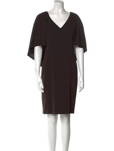 Pre-owned Tom And Linda Platt V-neck Knee-length Dress In Brown