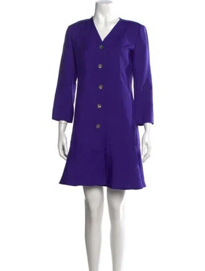 Pre-owned Tom And Linda Platt V-neck Mini Dress In Purple