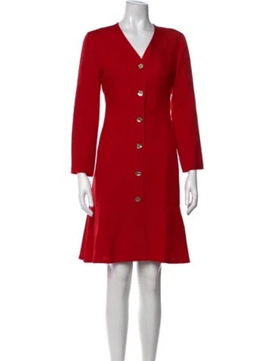 Pre-owned Tom And Linda Platt V-neck Mini Dress In Red