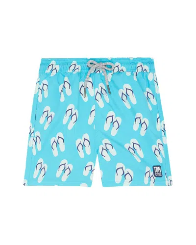 Tom & Teddy Kids' Flip Flops Swim Trunk In Blue