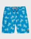 Tom & Teddy Men's Pineapple-print Swim Trunks In Crystal Blue