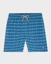 Tom & Teddy Wave Print Swim Trunks In Seafoam