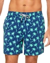 Tom & Teddy Palm Tree Print Swim Trunks In Navy