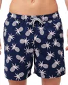 Tom & Teddy Men's Pineapple-print Swim Trunks In Blue/shell Pink