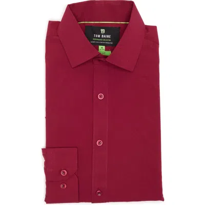 Tom Baine Comfort 4-way Stretch Winkle Free Performance Dress Shirt In Burgundy
