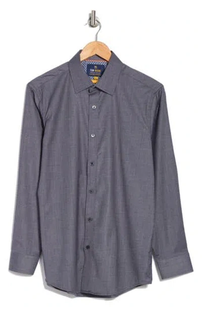 Tom Baine Denim Performance Button-up Shirt In Charcoal