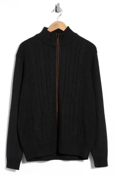 Tom Baine Full Zip Sweater In Black