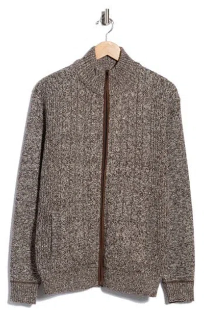 Tom Baine Full Zip Sweater In Brown