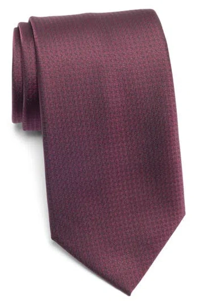 Tom Baine Geo Jacquard Tie In Burgundy