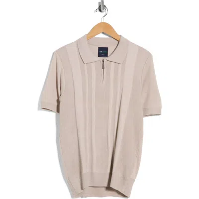 Tom Baine Half Zip Knit Polo Sweater In Brown