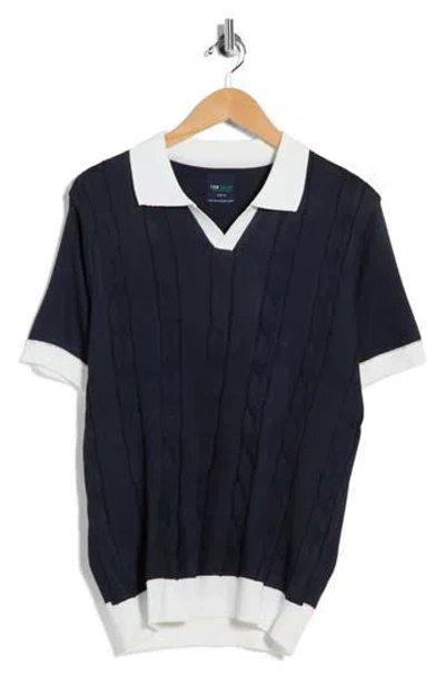 Tom Baine Johnny Collar Knit Polo Sweater In Blue