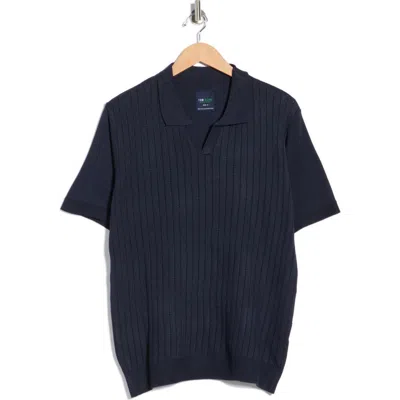 Tom Baine Johnny Collar Knit Polo Sweater In Blue