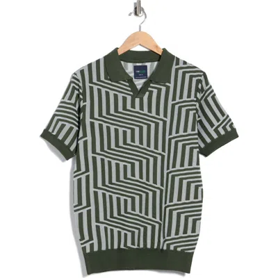 Tom Baine Johnny Collar Knit Polo Sweater In Multi