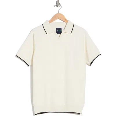 Tom Baine Johnny Collar Knit Polo Sweater In Neutral