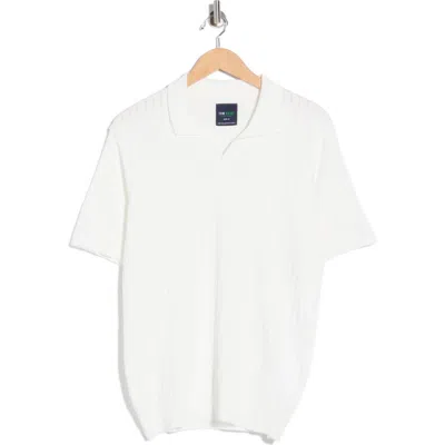 Tom Baine Johnny Collar Knit Polo Sweater In White