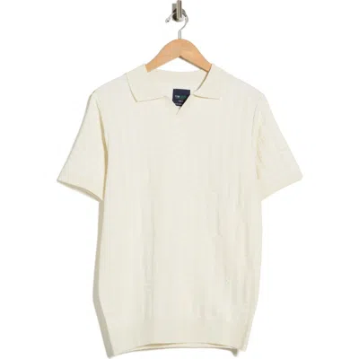 Tom Baine Johnny Collar Knit Polo Sweater In White