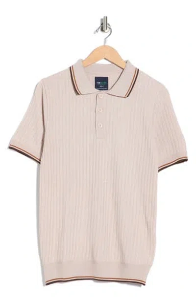Tom Baine Knit Polo Sweater In Brown