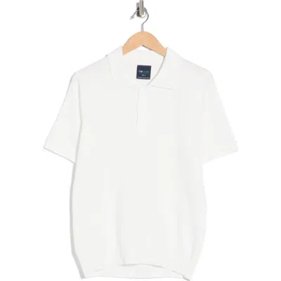 Tom Baine Knit Polo Sweater In White
