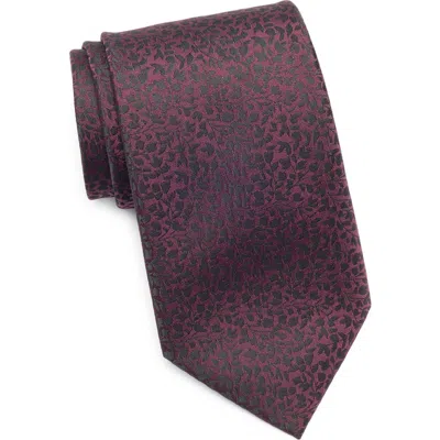 Tom Baine Leaf Jacquard Tie In Purple