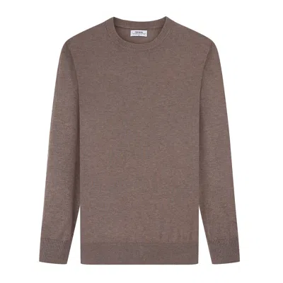 Tom Baine Men's Cashmere Feel Slim Fit Crew Neck Sweater In Brown
