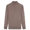 Tom Baine Solid Quarter Zip Pullover In Brown