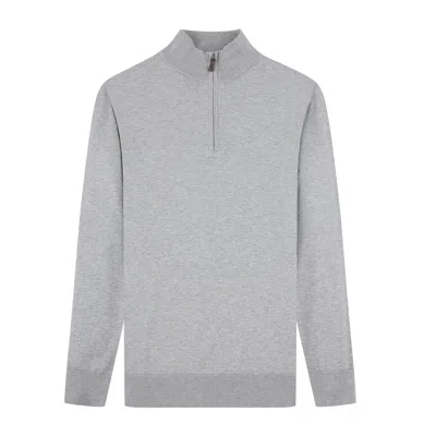 Tom Baine Men's Cashmere Feel Slim Fit Quarter Zip Sweater In Grey