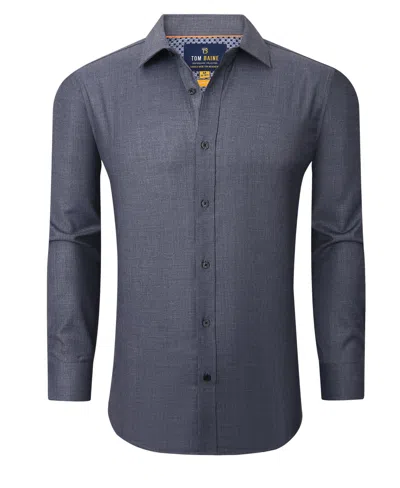 Tom Baine Men's Four-way Stretch Denim Button Down Dress Shirt In Charcoal