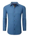 Tom Baine Men's Four-way Stretch Denim Button Down Dress Shirt In Lt Denim