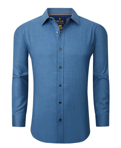 Tom Baine Men's Four-way Stretch Denim Button Down Dress Shirt In Lt Denim