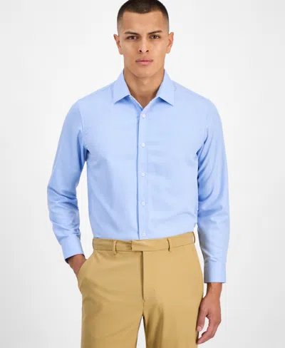 Tom Baine Men's Four Way Stretch Geo Print Button Down Dress Shirt In Blue